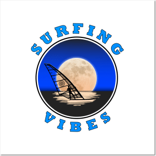 Surfing Vibes - Moon - Windsurfer Posters and Art